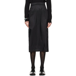 Black Vented Midi Skirt 241168F092011