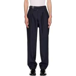 Navy Pleated Trousers 232168M191018