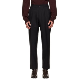 Black Pleated Trousers 222168M191014