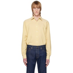 Yellow Irregular Stripe Shirt 231168M192013