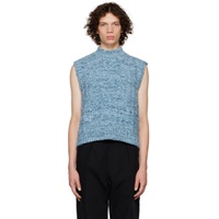 Blue Mock Neck Sweater Vest 222168M201030