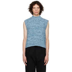 Blue Mock Neck Sweater Vest 222168M201030
