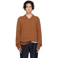 Tan Elbow Patch Sweater 232168M201014