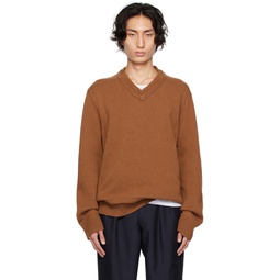 Tan Elbow Patch Sweater 232168M201014