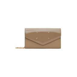 Taupe Four Stitches Chain Wallet 241168M164023