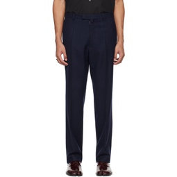 Navy Pleated Trousers 241168M191007