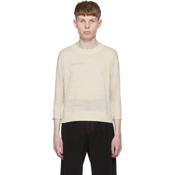 Off White Linen Sweater 221168M201100