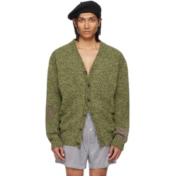 Green Mended Cardigan 241168M200011