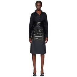 Black Coated Midi Skirt 241168F092005