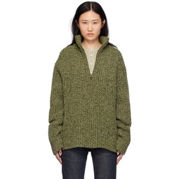 Green Mended Sweater 241168F099003