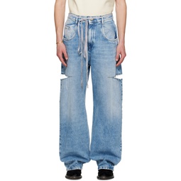 Blue Cutout Jeans 231168M186009