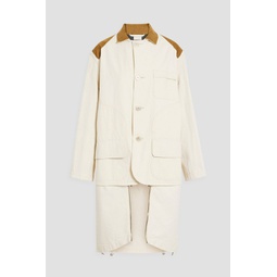 Convertible corduroy-trimmed cotton-canvas jacket