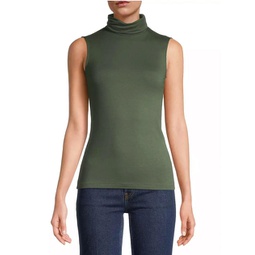 soft touch sleeveless turtleneck in mousse
