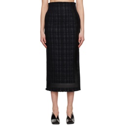 Black Cracted Skirt 231535F092000