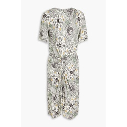 Bardeny twist-front printed crepe dress