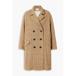 Cilika double-breasted herringbone wool-blend coat