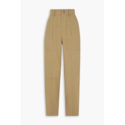 Pleated cotton-canvas tapered pants
