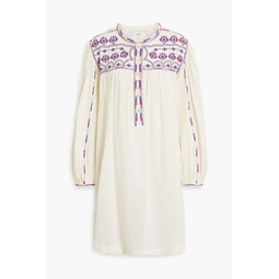 Federika embroidered cotton-gauze mini dress