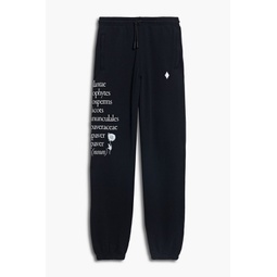 Embroidered printed French cotton-blend terry sweatpants
