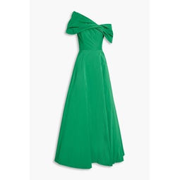 One-shoulder twisted taffeta gown