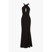 Cutout bow-detailed stretch-crepe gown