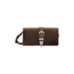Brown Belted Flap Bag 241369F048045