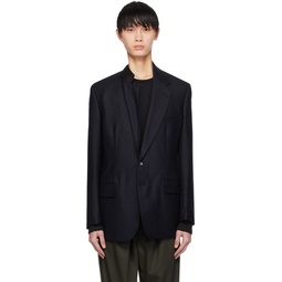 Navy Asymmetrical Darts Blazer 232707M195001