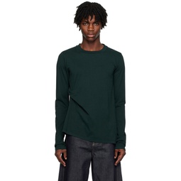 Green Tuck Long Sleeve T shirt 232707M213000