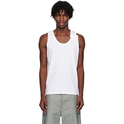 White Deconstructed Tank Top 232707M214001