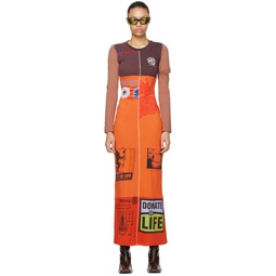 Brown   Orange Regenerated Maxi Dress 232020F054003