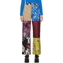Multicolor Regenerated Scarves Trousers 241020F087001