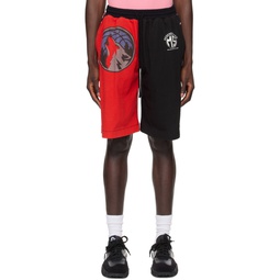 Red   Black Graphic Shorts 241020M193005
