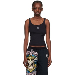 Black Embroidered Tank Top 241020F111005