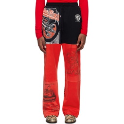 Red   Black Regenerated Graphic Sweatpants 241020M190001