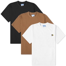 Market Smiley T-Shirt 3-Pack White, Black & Brown