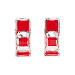 Silver   Red Traffic Jam Earrings 241431F022003