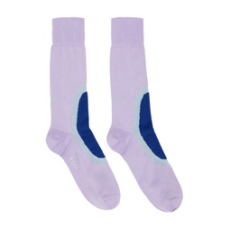 Purple Colorblocked Socks 231379M220017