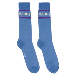 Blue Jacquard Socks 231379M220013