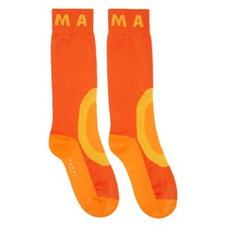 Orange Jacquard Socks 231379F076012
