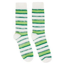 SSENSE Exclusive White   Green Socks 221379M220011