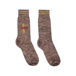 Pink   Gray Marled Socks 241379M220006