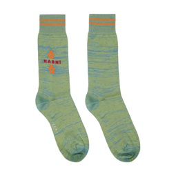 Green   Blue Marled Socks 241379M220005