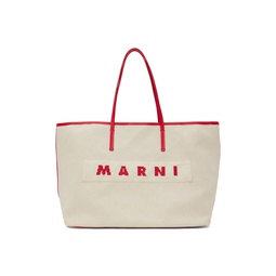 Beige   Red Small Reversible Janus Shopping Tote 241379F049010