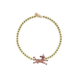 Gold Deer Charm Necklace 241379F023009