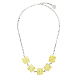 Silver   Yellow Dice Charm Necklace 241379M145010