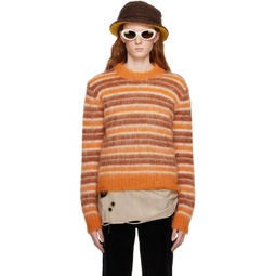 Orange Striped Sweater 231379F096002