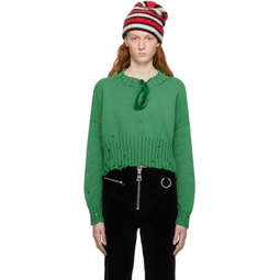 Green Cropped Sweater 231379F096003