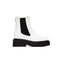 White   Black Leather Chelsea Boots 222379F113007