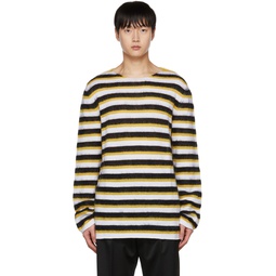 Black   Yellow Striped Sweater 222379M205000