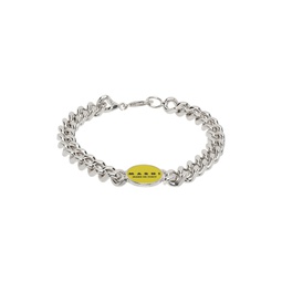 Silver   Yellow Logo Chain Bracelet 232379M142011